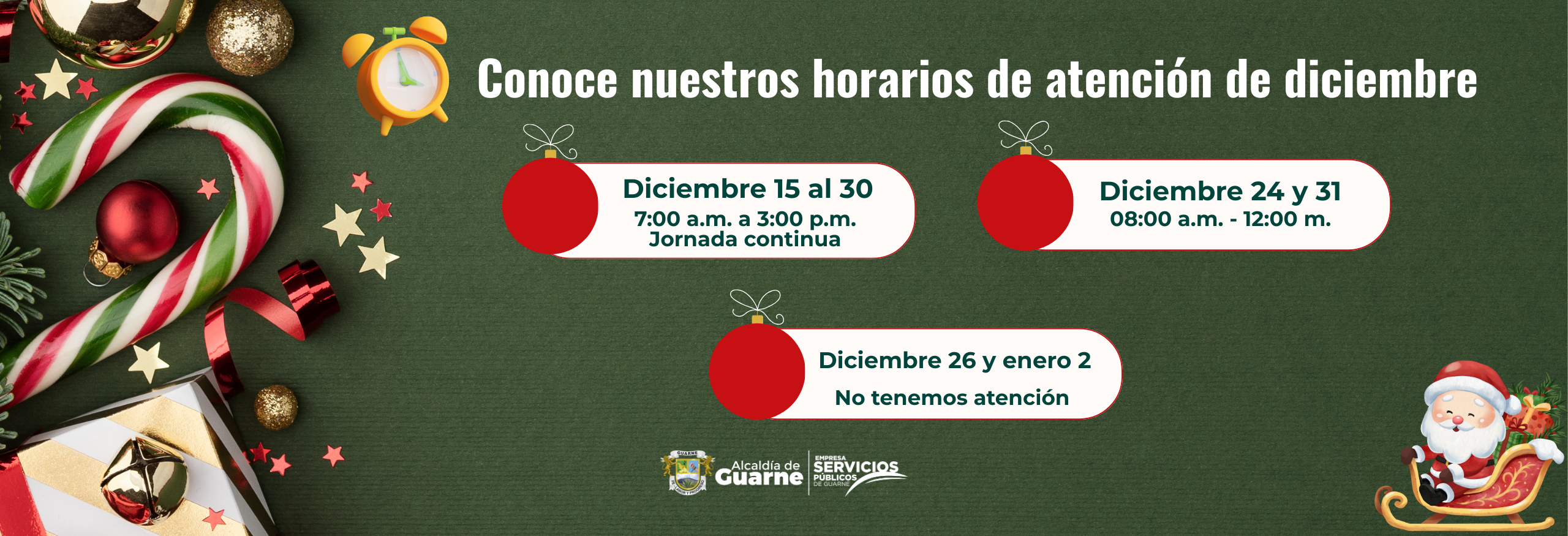 Horarios diciembre